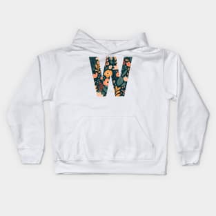 Whimsical Floral Letter W Kids Hoodie